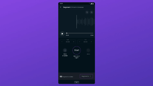 Animation of a recording being split into named segments